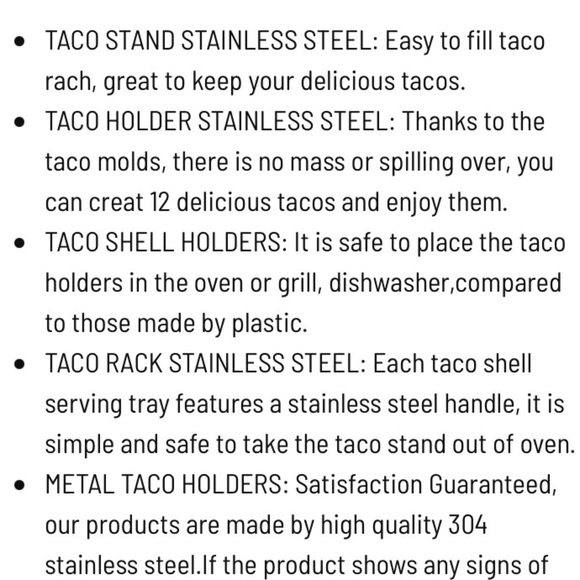 Arthome Taco holders 4 pack in stainless steel, NWT in box - Picture 3 of 4